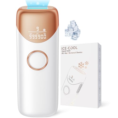 Laser Hair Removal with 5℃ Ice Cooling, Painless IPL Laser Hair Removal Device 3 In 1 Ubroo At Home Hair Remover Machine for Women Men Electrolysis Permanent Epilator on Face Body Depilation (Gold)